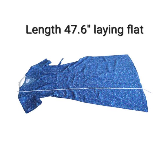 Things Between Blue Ditsy Floral Prairie Midi Tea Dress Boho Cottagecore Indie S - Picture 8 of 13